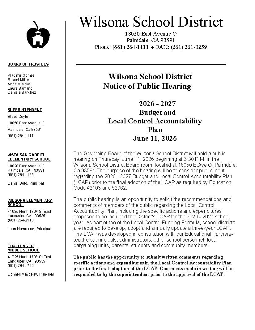 Notice of Public Hearing